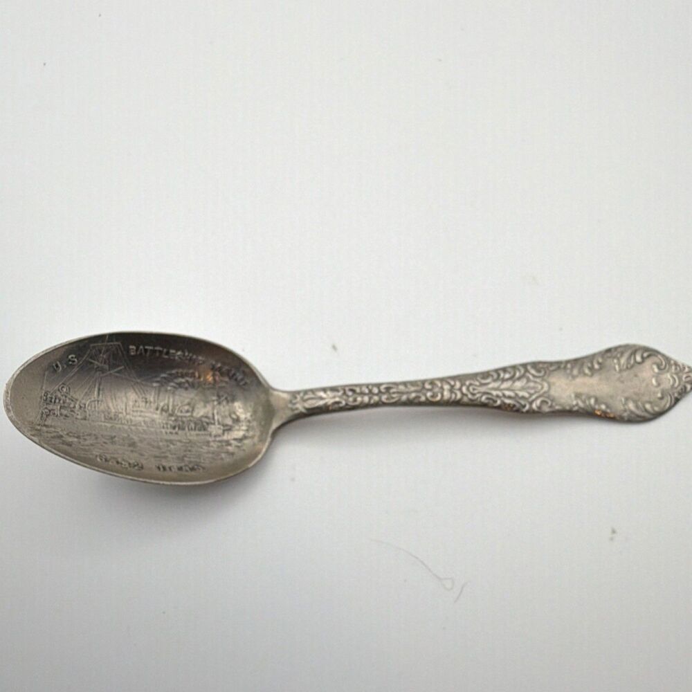 U.S. Battleship Maine Souvenir Spoon Spanish-American War Militaria Original
